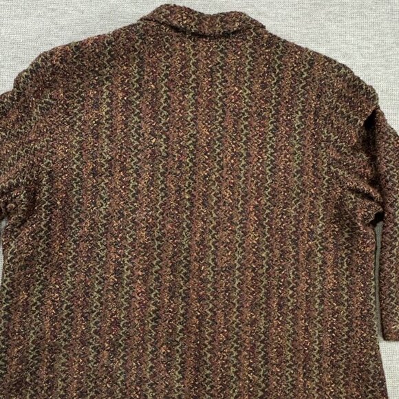 Liz Baker Woman Bouclé Button Front Coat Size 22W Multicolor Chevron Lined - Picture 7 of 15
